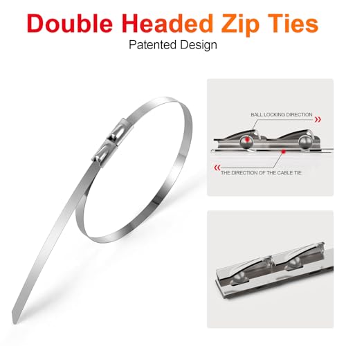 Metal Zip Ties (11.8 inch 200 pack 300LBS)
