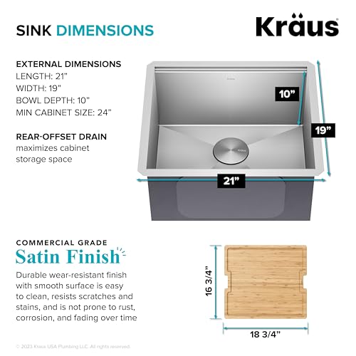 Stainless Steel 21 in Undermount Kitchen Sink KWU111 (Stainless Steel / 21 inch / Sink)