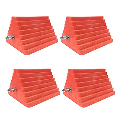Premium 4 pcs Heavy Duty Wheel Tire Chocks (Orange-4 pcs)
