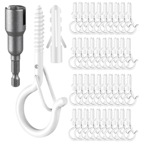 48 PCS Q Hanger Hooks with Safety Buckle (White / 48 Pcs)