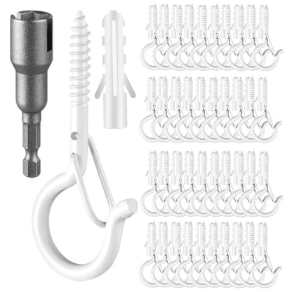 48 PCS Q Hanger Hooks with Safety Buckle (White / 48 Pcs)