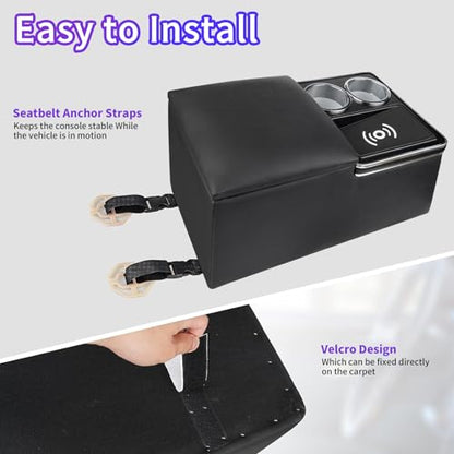 Upgrade Universal Center Console Organizer with Inductive Charging Stand