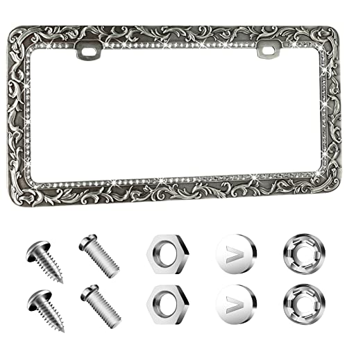 Metal Car License Plate Frames (Retro Silver / 1 Pack Silver)
