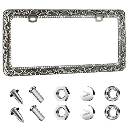 Metal Car License Plate Frames (Retro Silver / 1 Pack Silver)