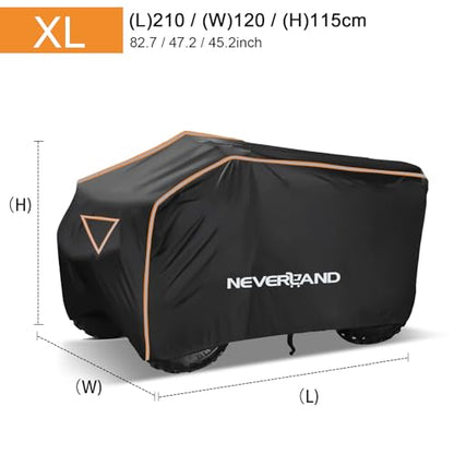 ATV Cover 420D Waterproof Heavy Duty 4 Wheeler Cover for Honda XL (Black & Orange / XL-82.7''L x 47.2''W x 45.2''H)