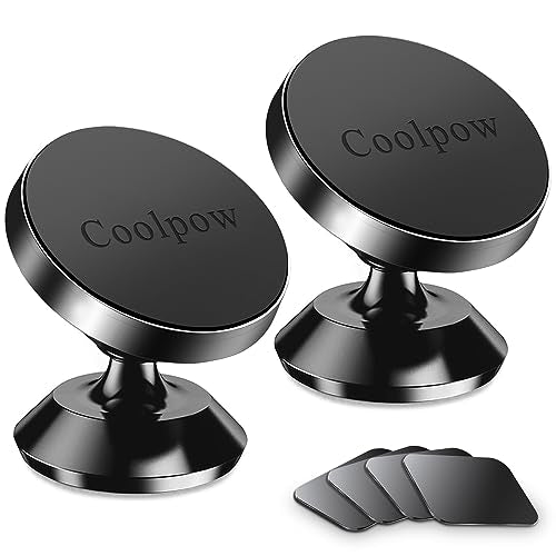 2 Pack】Magnetic Phone Holder for Car Dash Strong Magnetic Car Phone Mount (Black)