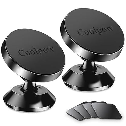 2 Pack】Magnetic Phone Holder for Car Dash Strong Magnetic Car Phone Mount (Black)