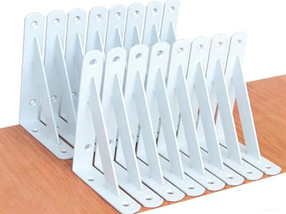 16 Pack L5 x H 3" White Heavy Duty Shelf Brackets with Screws Metal Shelf Brackets Shelf Support Angle Brackets for Shelves L Brackets Heavy Duty Floating Shelf (16 Pack-White / 5''x3'')
