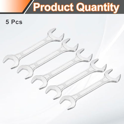 5pcs Double Open End Wrench 22mm x 24mm Metric 15 Degree Offset Angle Small Flat Head Wrench Galvanizing Open Ended Spanner for Automotive Repair Furniture Assembly (22mm x 24mm)