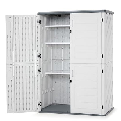Macrout 50 Cu Ft Outdoor Storage Cabinet with Shelves (Light Gray / Medium)
