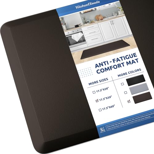 Kitchen Mat Cushioned Anti Fatigue Rug Standing and Comfort Floor Mats (Chocolate / 39"L x 17.3"W x 0.5"Th)