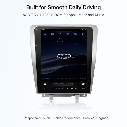 12.1 Inch Android Car Stereo Radio 8GB+128GB for Ford Mustang 2010 (Qualcomm 8G+128G+Car Play+Android Auto+Voice)