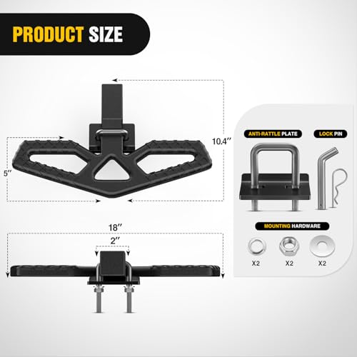 Tow Hitch Step Bar 2" Receiver Bumper Guard for Pickup Truck SUV (Tow Hitch Step w/ Anti Rattle Stabilizer)