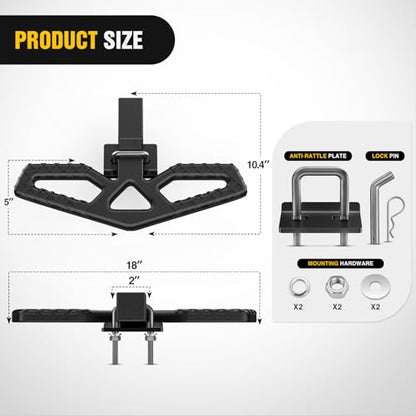Tow Hitch Step Bar 2" Receiver Bumper Guard for Pickup Truck SUV (Tow Hitch Step w/ Anti Rattle Stabilizer)
