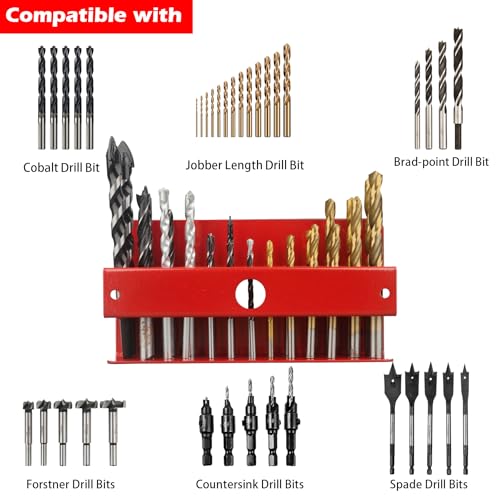 Drill Bit Organizer Heavy Duty (Red Magnetic Drill Bit Holder)