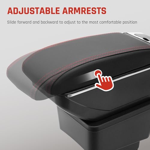 Car Armrest Box for KIA Stonic Rio 3 2018 (NO USB Ports / Red Thread)