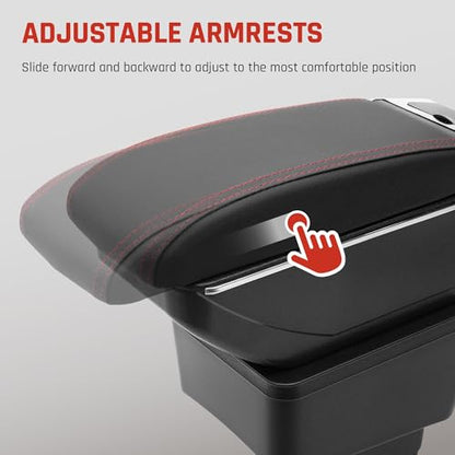 Car Armrest Box for KIA Stonic Rio 3 2018 (NO USB Ports / Red Thread)