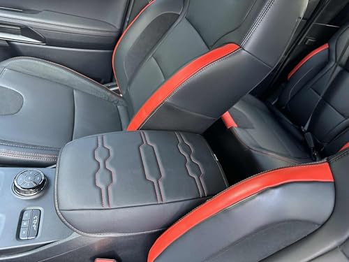Armrest Cover for Ford Ranger 2024 (8) 24+ |Ranger| Black/Orange Stitching, Regular)