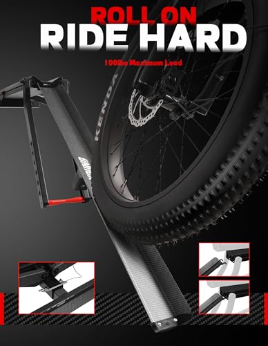 Young 200 lbs Ebike Racks with Ramp for Tow Hitch with 2 Arms (200 lbs Tire Clamp 2 E-Bike Rack with Ramp)