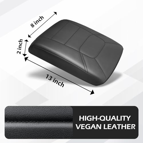 Armrest Cover for Mazda CX (24) 17-26 |CX-5| Black/Black Stitching, Regular)