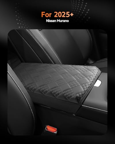 for 2025 2026 Nissan Murano Center Console Cover Armrest Box Cover for Murano (Murano Thickened Black Leather)