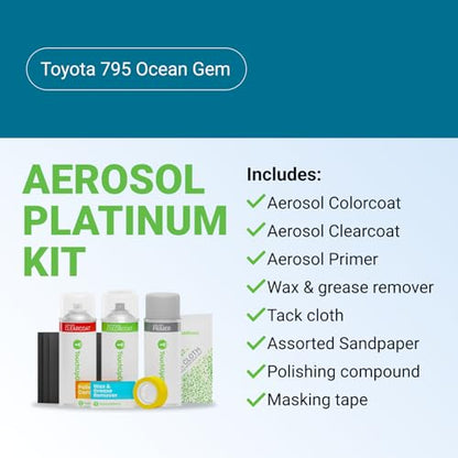 Car Paint Touch Up Spray Kit (Aerosol Spray - Platinum Kit / Ocean Gem)