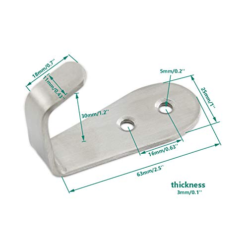 Stainless Steel Coat Hooks (L Shape Large：63*25*30mm)