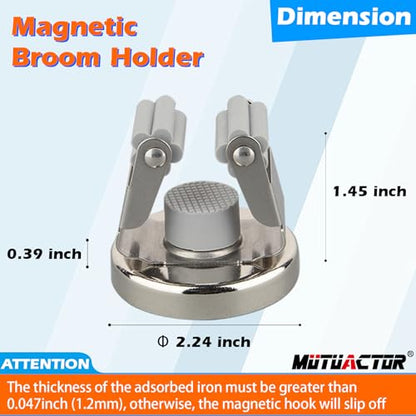 Magnetic Broom Holders (Anti-broken,Silver,8PCS)