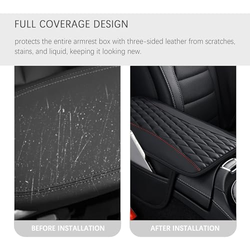 Patchwork Leather Center Console Covers for Cars (Black)