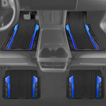 Heavy Duty Rubber Car Mats Metallic (Black Blue)