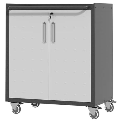 Metal Storage Cabinet for Garage (Black & Gray / M - 2 Doors (Wheeled))