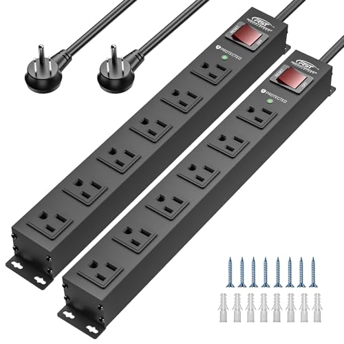 2Pack 6 Outlet Heavy Duty Power Strip with Switch 15A (Black-6 Outlet-6 FT / 2PK)