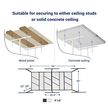 4x8 Overhead Garage Ceiling Storage Rack Organization (Black)