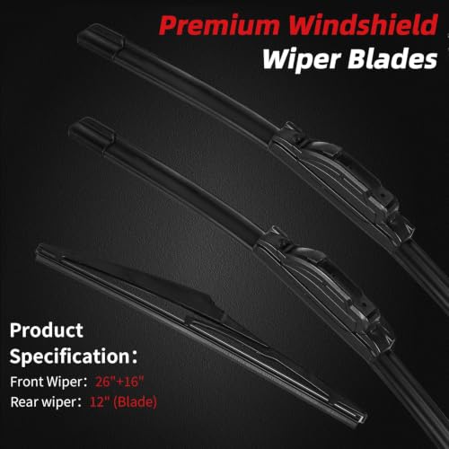 Windshield Wiper Blades Replacement for Toyota RAV4 2019 (26"+16"+12"(U/J Hook))