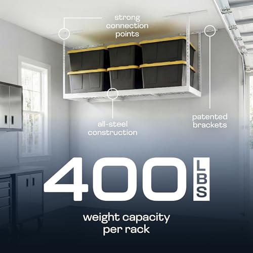 MonsterRax 3x6 Overhead Garage Storage Rack (White / 12"-21")