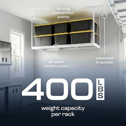 MonsterRax 3x6 Overhead Garage Storage Rack (White / 12"-21")