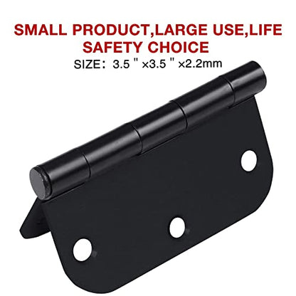3 1 2" Matte Black Door Hinges 3.5" Rounded Flat 5 (Matte Black / 30 Pack)