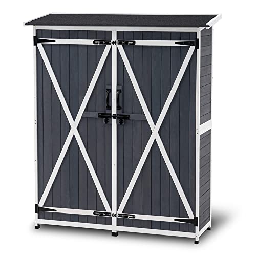Outdoor Storage Cabinet with Shelves (Gray)