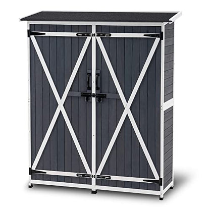 Outdoor Storage Cabinet with Shelves (Gray)