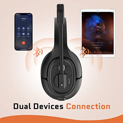 Noise Cancelling Trucker Bluetooth Headset with Microphone for Trucker (Trucker Headset with ENC Mic)