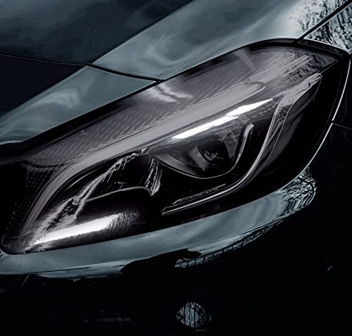Smoke Black Adhesive Headlight Wrap Tinting Vinyl 16 Inch x 48 Inch Roll (16" x 48" 2-roll Pack / Black)