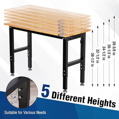 48" Adjustable Garage Workbench (48"x22" with Leveling Foot)