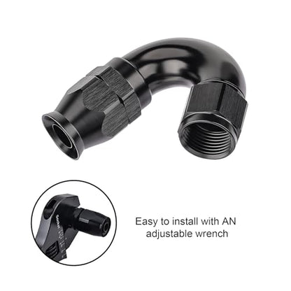 6AN 150 Degree PTFE One Piece Full Flow End Hose Fitting Aluminum Black (6AN / 150 Degree)