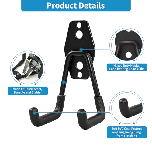 2 Pack Garage Storage Utility Hooks (Matte Black)
