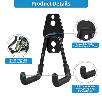 2 Pack Garage Storage Utility Hooks (Matte Black)