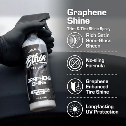 Ethos Graphene Tire Shine Spray & Tire Shine Applicator Pad (2 Count (Pack of 1))