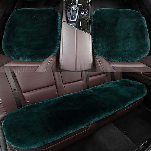 Genuine Sheepskin Car Rear Seat Rear Cover for Fuzzy Fur Wool Cushion (Alpine Green)