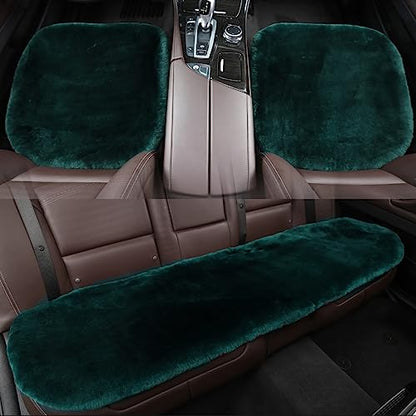 Genuine Sheepskin Car Rear Seat Rear Cover for Fuzzy Fur Wool Cushion (Alpine Green)