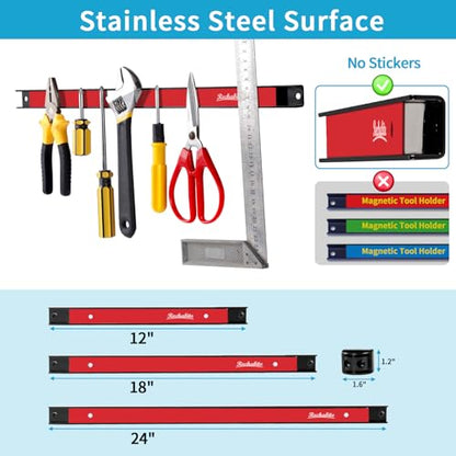 4 Pieces 24" Magnetic Tool Holder Strip (Red 4PC / 24")