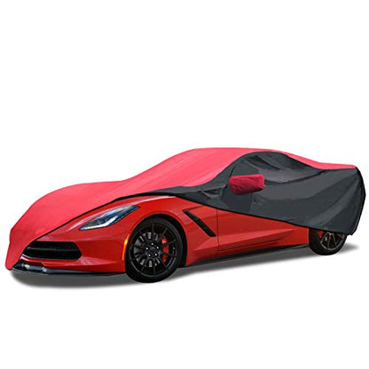 Waterproof Car Cover Custom for Chevy Corvette 2014 (Red Black / Corvette C7)